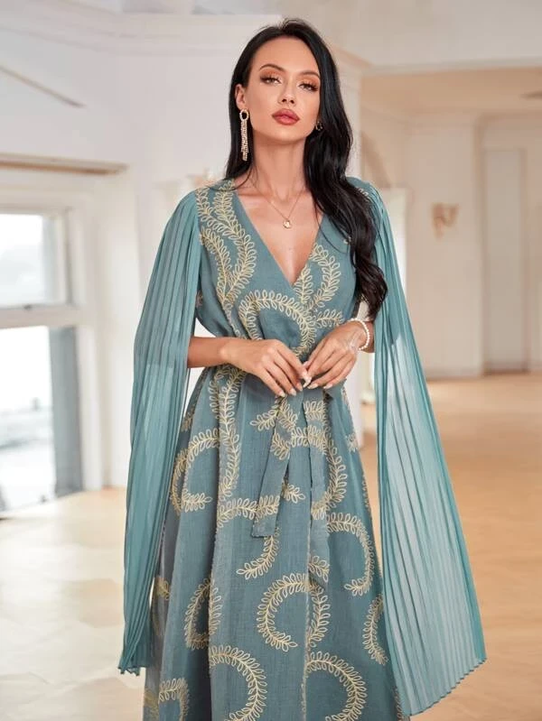 فستان بفخذ مشقوق بربطة امامي سويت هارت